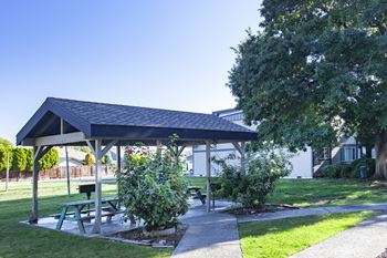 Gazebo with picnic tables and grill